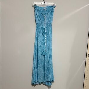 Women’s Tiare Hawaii Blue High Low Beach Pool Cover Up Dress - OS